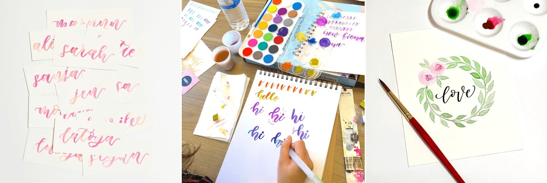Intro to Watercolor Lettering Workshop - April 17 - indigo & violet studio LLC